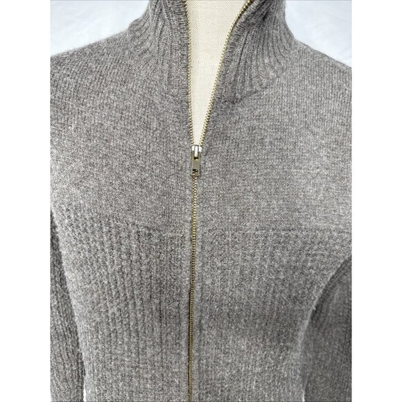 Autumn Cashmere Cardigan Sweater Men's M Gray Wool Zipper Pockets Old Money - Picture 2 of 8